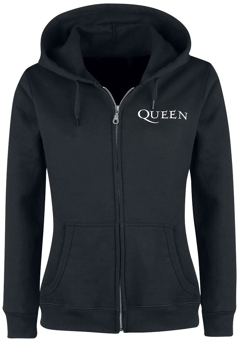 Queen Hooded zip - Crest Vintage - S to XL - for Women - black - 70% cotton, 30% polyester Hooded sweaters & -jackets Band Merchandise