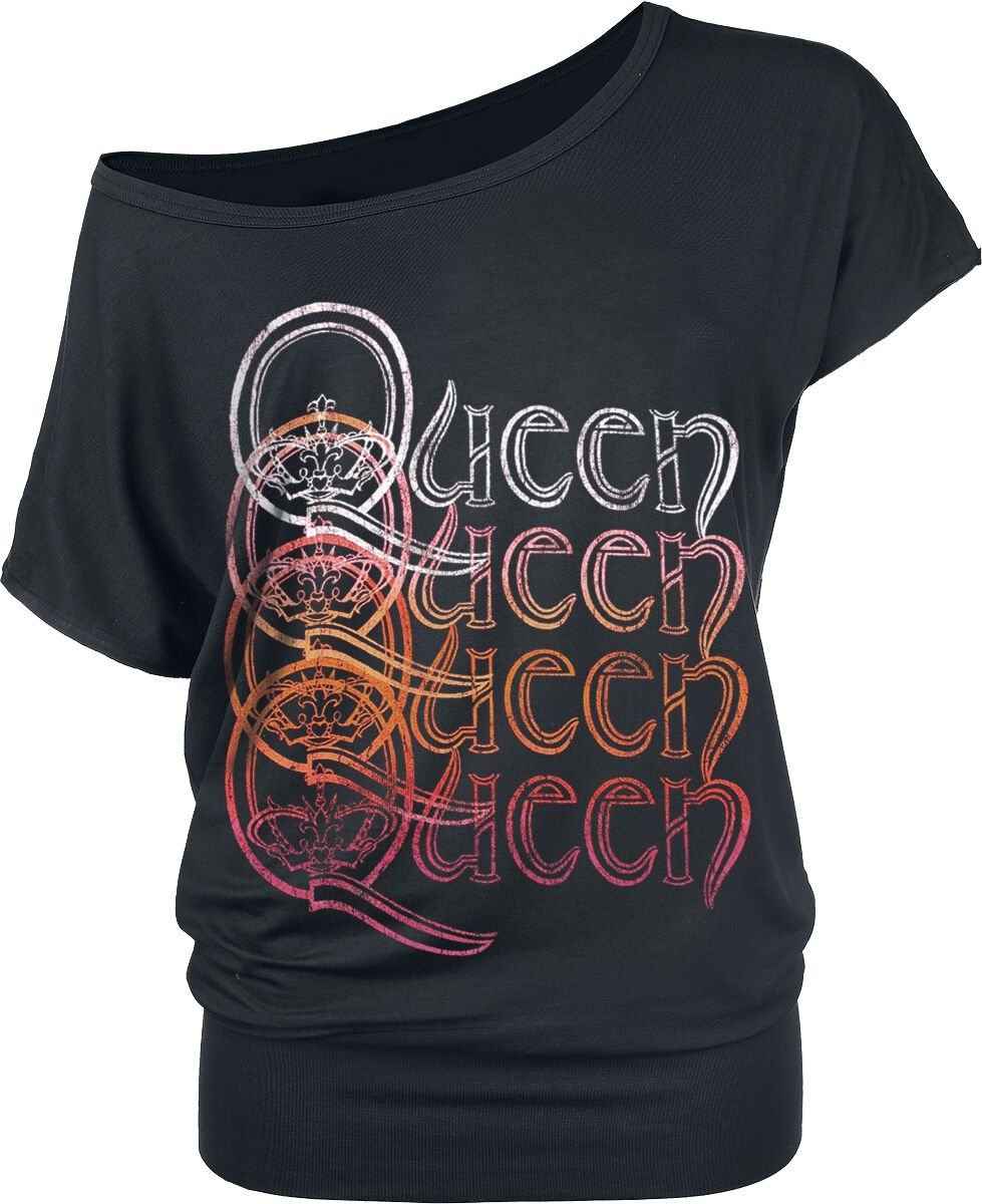 Queen T-Shirt - Repeat Logo - S to 5XL - for Women - black - 95% viscose, 5% elastane T-Shirts Band Merchandise