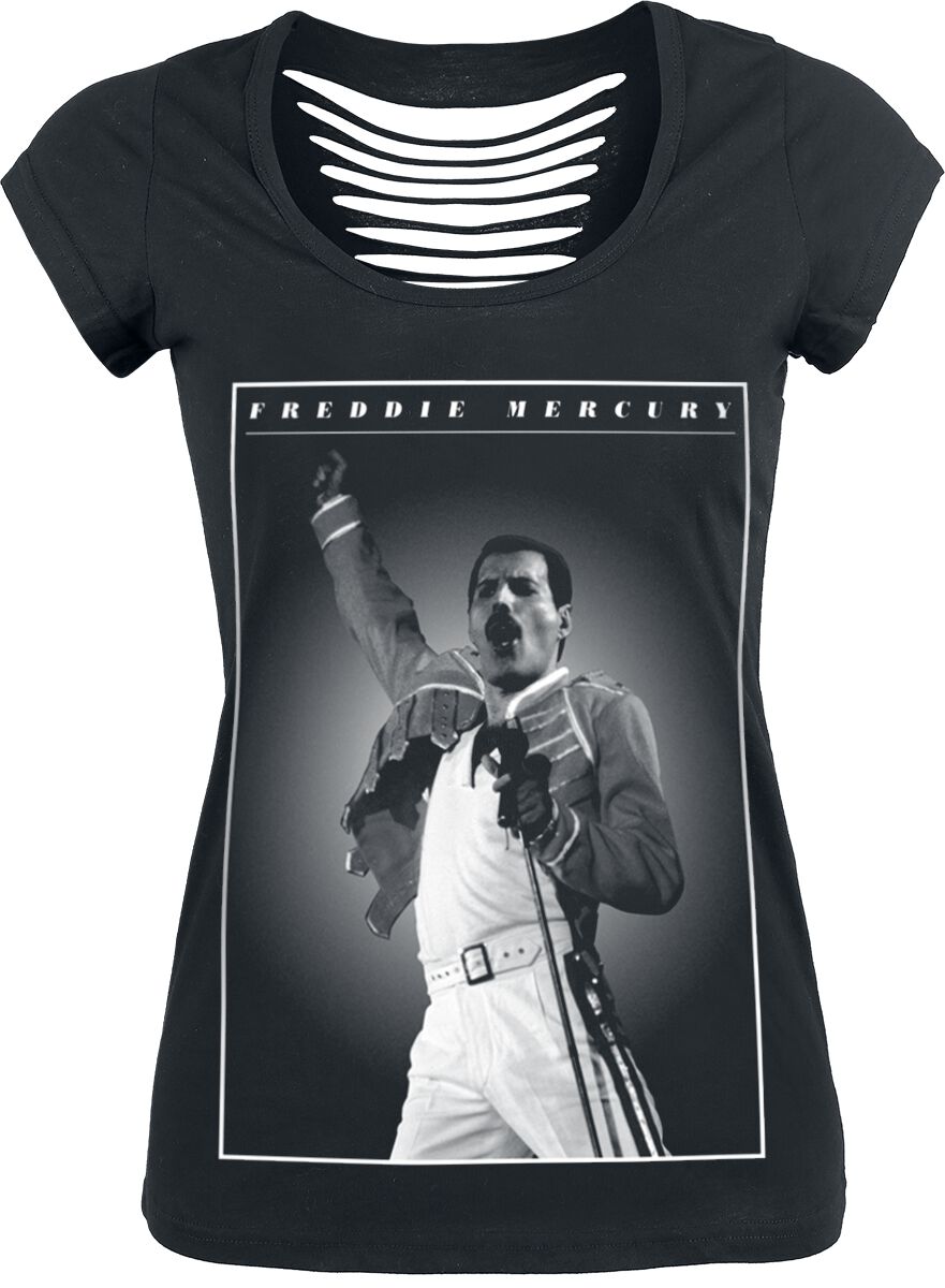 Queen T-Shirt - Freddie - Stage Photo - S to XL - for Women - black - 100% cotton T-Shirts Band Merchandise