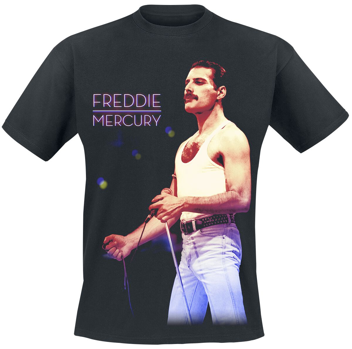 Queen T-Shirt - Freddie Mercury - Mic Photo - S to XXL - for Men - black - 100% cotton T-Shirts Band Merchandise