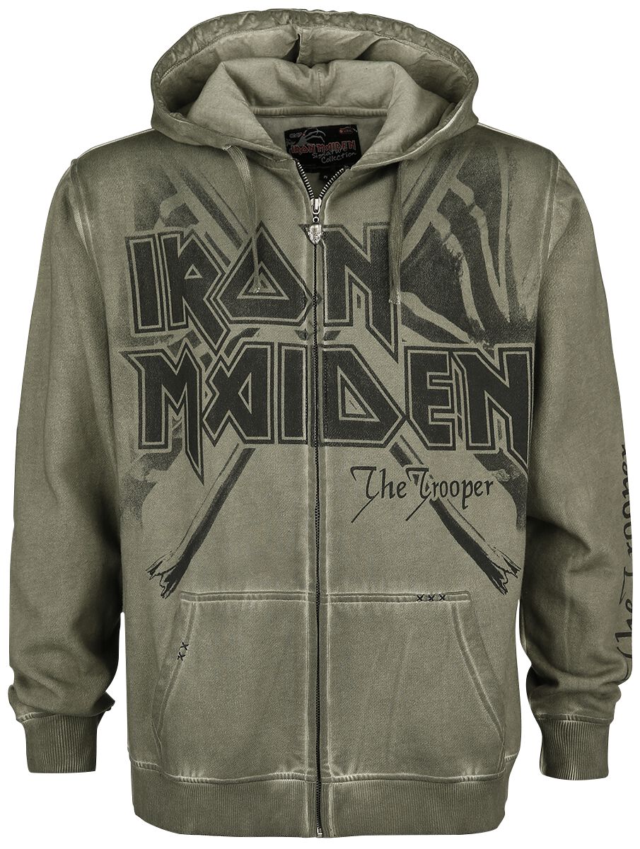 Iron Maiden Hooded zip - EMP Signature Collection - M to 5XL - for Men - olive - 100% cotton Hooded sweaters & -jackets Band Merchandise