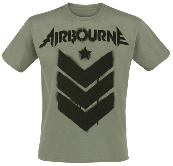 Airbourne T-Shirt - Stencil Stripes - S to XXL - for Men - olive - 100% cotton T-Shirts Band Merchandise