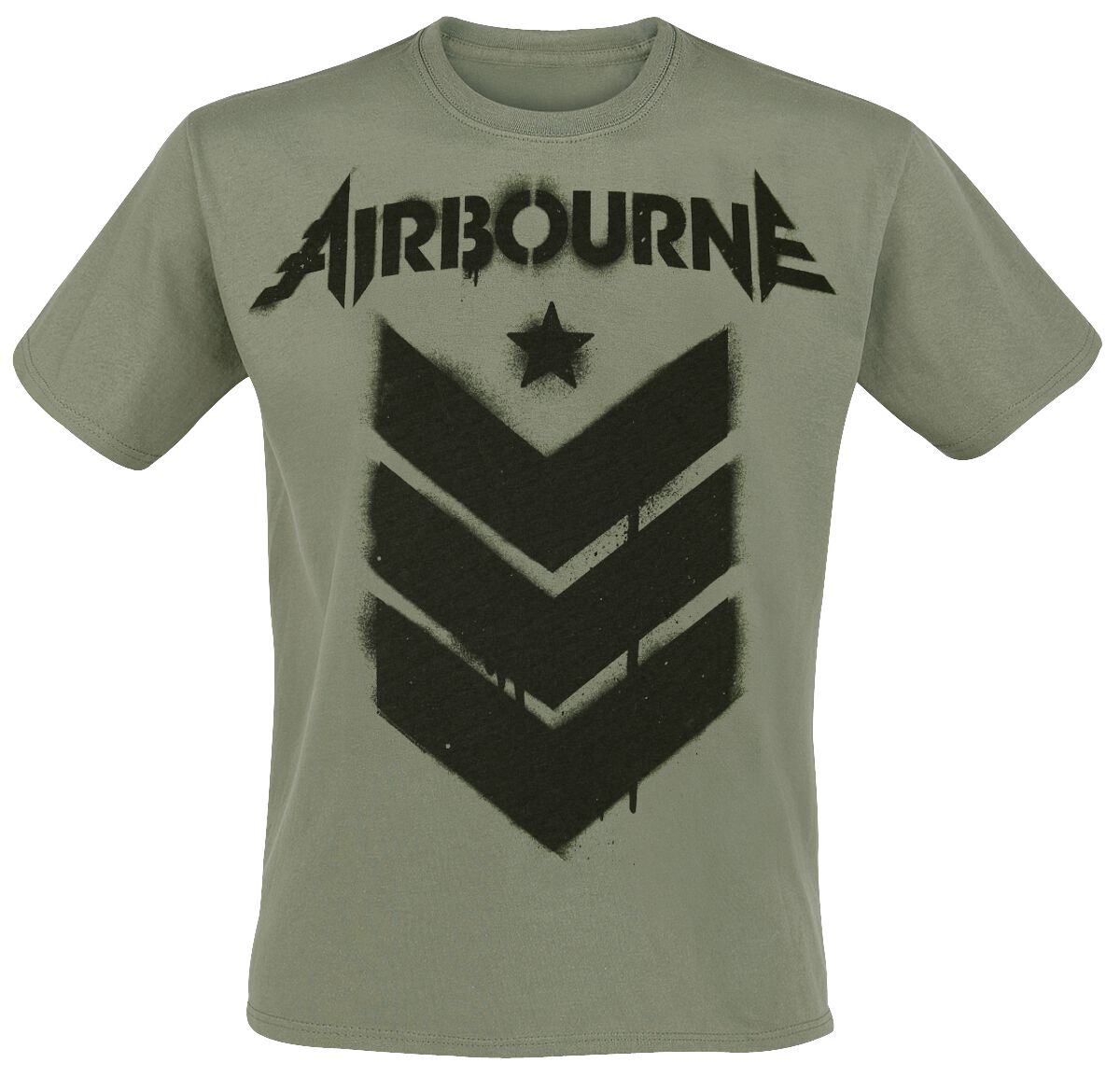 Airbourne T-Shirt - Stencil Stripes - S to XXL - for Men - olive - 100% cotton T-Shirts Band Merchandise