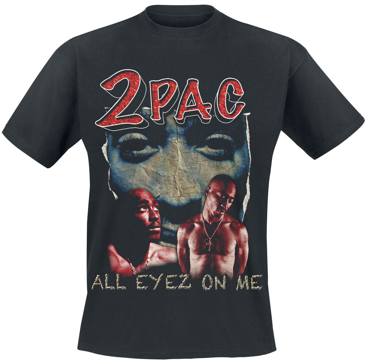 Tupac Shakur T-Shirt - All Eyes - S to L - for Men - black - 100% cotton T-Shirts Band Merchandise