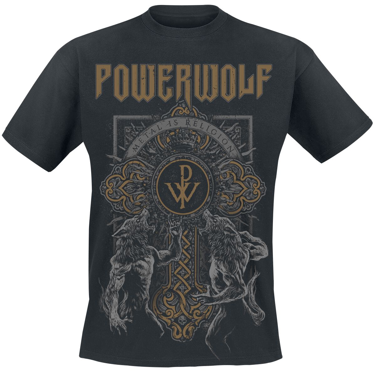 Powerwolf T-Shirt - Wolf Cross - S to XXL - for Men - black - 100% cotton T-Shirts Band Merchandise