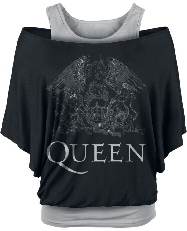 Queen T-Shirt - Crest Logo - M to XXL - for Women - black-grey - 95% viscose, 5% elastane T-Shirts Band Merchandise - Image 1