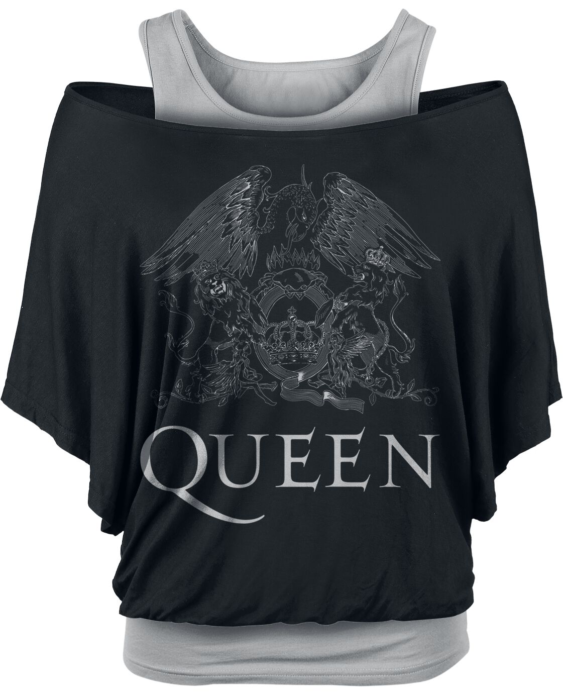 Queen T-Shirt - Crest Logo - M to XXL - for Women - black-grey - 95% viscose, 5% elastane T-Shirts Band Merchandise