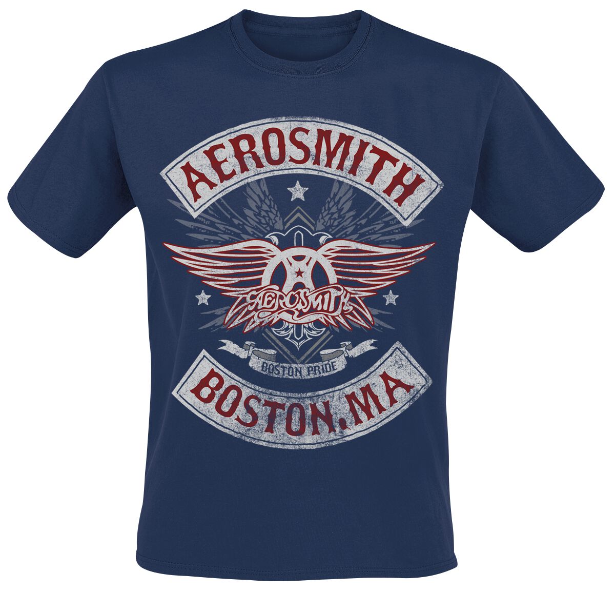 Aerosmith T-Shirt - Boston Pride - M to XXL - for Men - navy - 100% cotton T-Shirts Band Merchandise