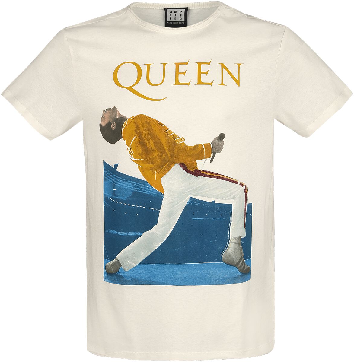 Queen T-Shirt - Amplified Collection - Freddie Mercury Triangle - S to XXL - for Men - off white - 100% cotton T-Shirts Band Merchandise