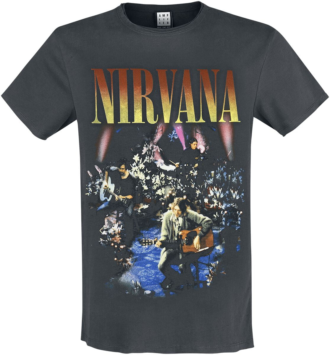 Nirvana T-Shirt - Amplified Collection - Unplugged In New York - S to 3XL - for Men - charcoal - 100% cotton T-Shirts Band Merchandise