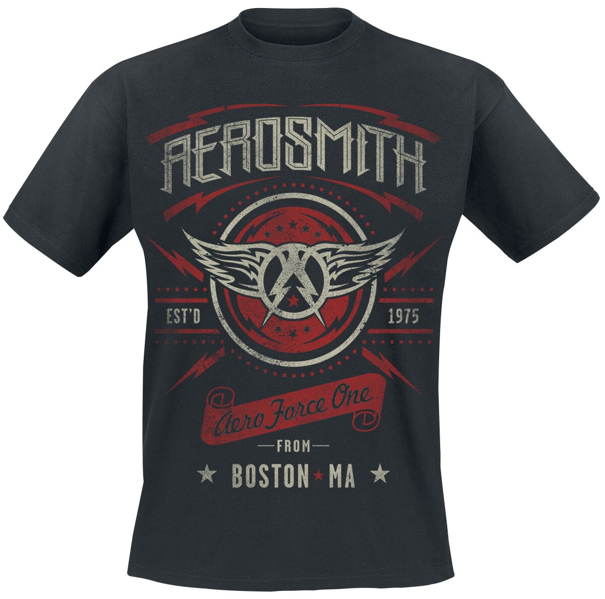 Aerosmith T-Shirt - Aero Force One - L to XXL - for Men - black - 100% cotton T-Shirts Band Merchandise