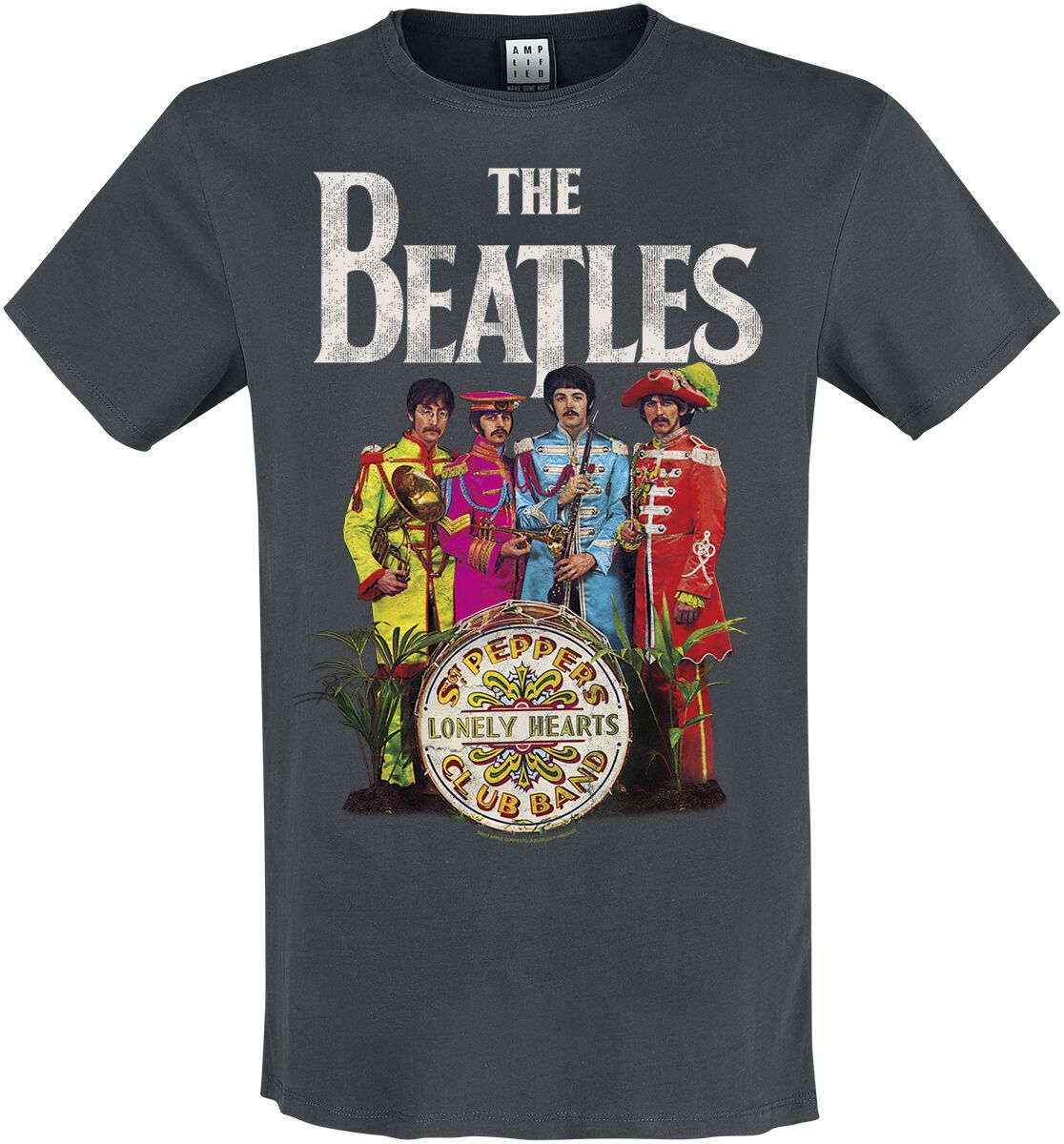 The Beatles T-Shirt - Amplified Collection - Lonely Hearts - M to XXL - for Men - charcoal - 100% cotton T-Shirts Band Merchandise