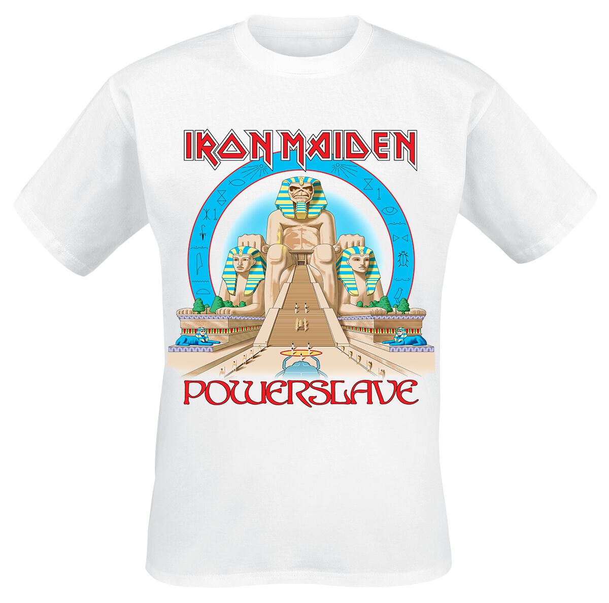 Iron Maiden T-Shirt - Powerslave World Slavery Tour 1984-1985 - S to XXL - for Men - white - 100% cotton T-Shirts Band Merchandise