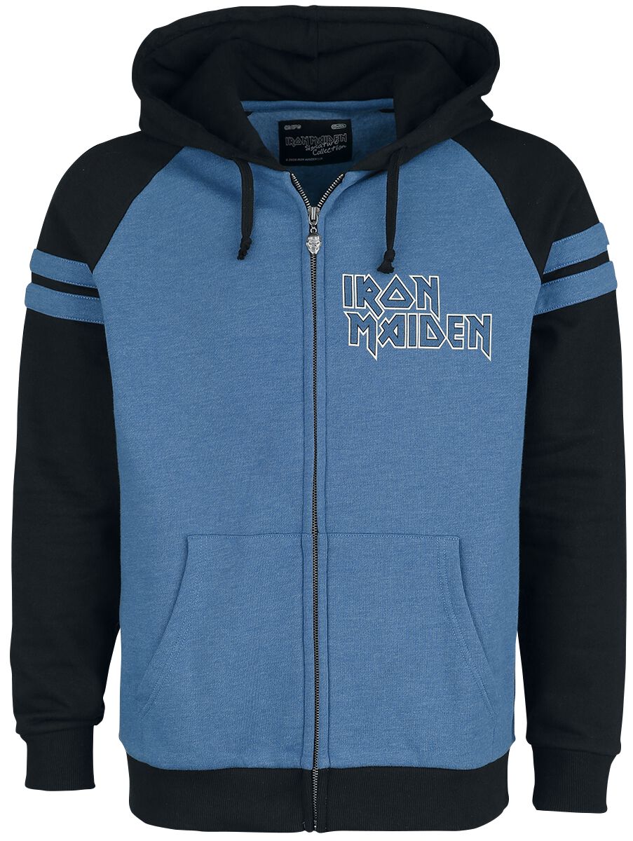 Iron Maiden Hooded zip - EMP Signature Collection - S to XXL - for Men - blue-black - 60% cotton, 40% polyester Hooded sweaters & -jackets Band Merchandise