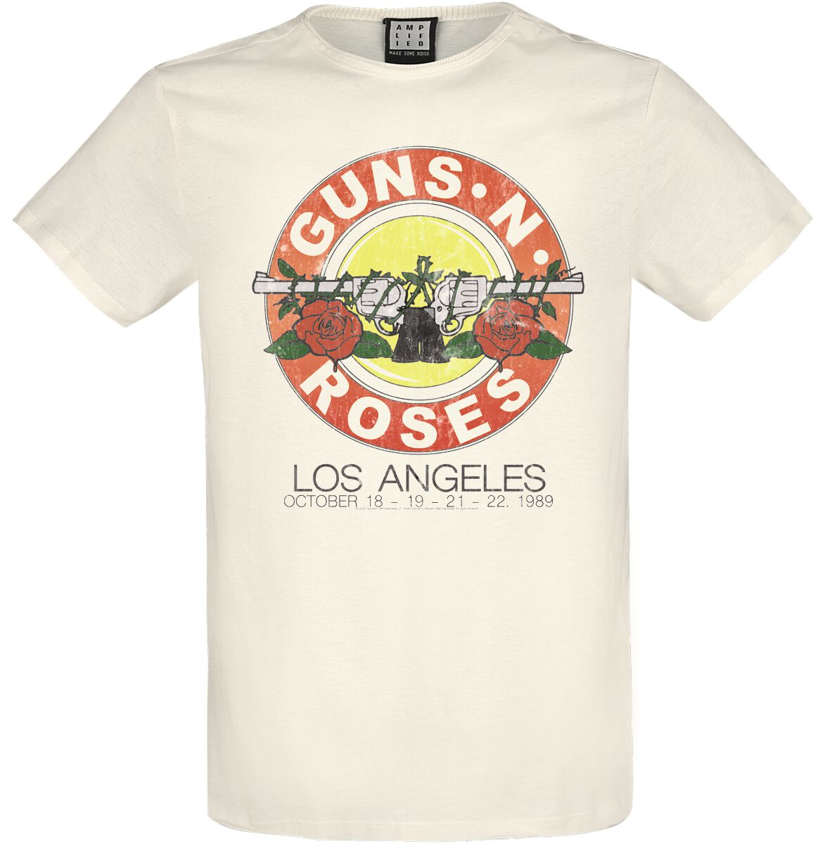 Guns N' Roses T-Shirt - Amplified Collection - Vintage Bullet - S to XXL - for Men - off white - 100% cotton T-Shirts Band Merchandise