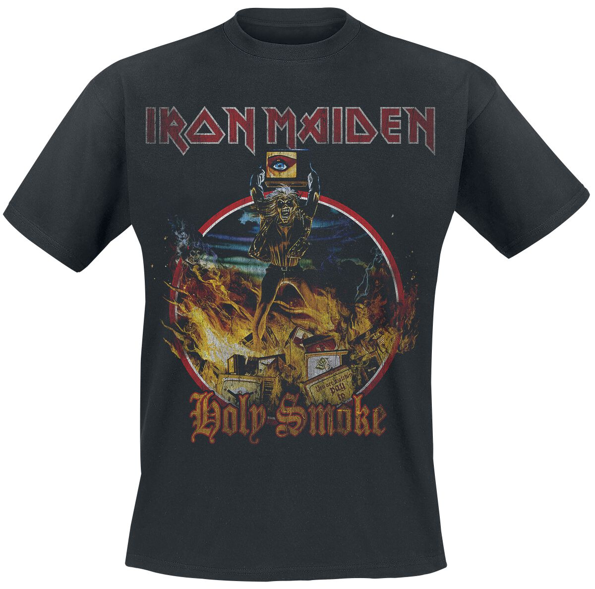 Iron Maiden T-Shirt - Holy Smoke - S to XXL - for Men - black - 100% cotton T-Shirts Band Merchandise