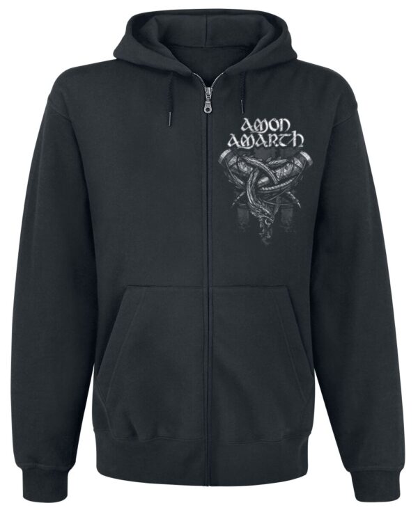 Amon Amarth Hooded zip - Carved Skull - S to XL - for Men - black - 80% cotton, 20% polyester Hooded sweaters & -jackets Band Merchandise - Image 1