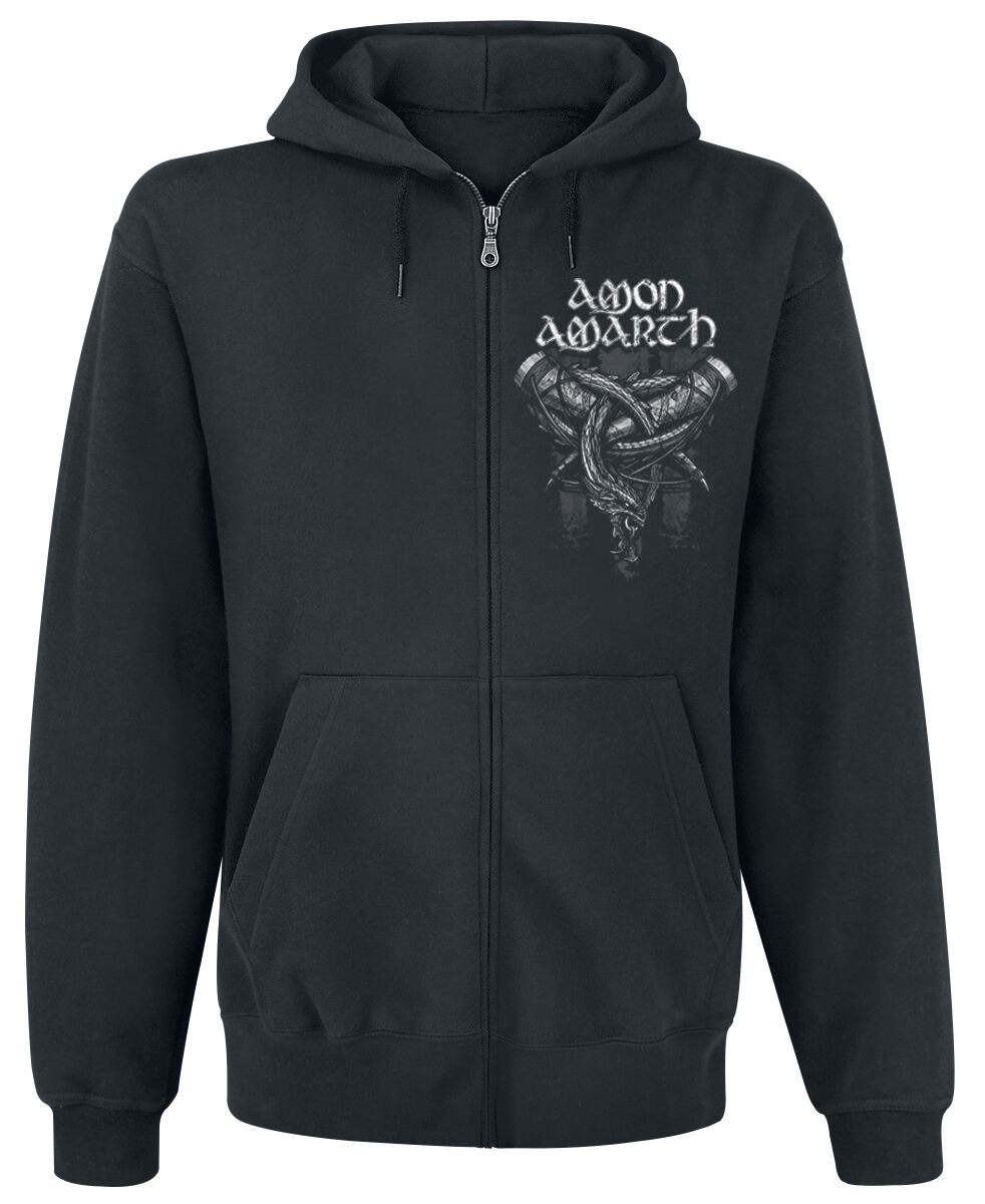 Amon Amarth Hooded zip - Carved Skull - S to XL - for Men - black - 80% cotton, 20% polyester Hooded sweaters & -jackets Band Merchandise