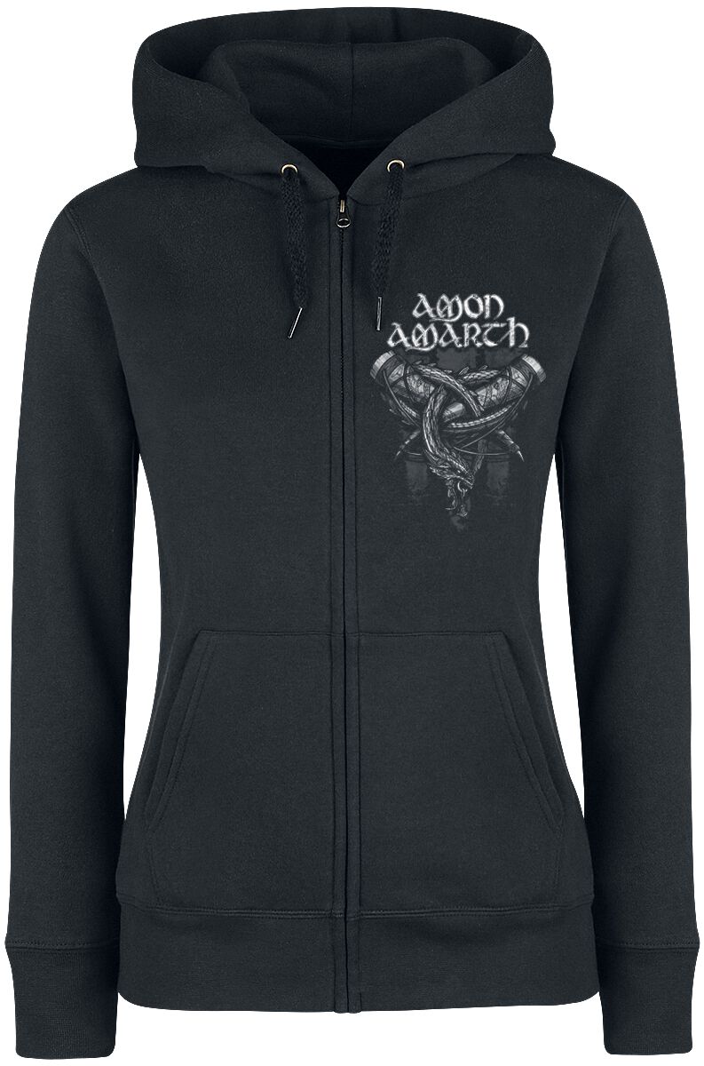 Amon Amarth Hooded zip - Carved Skull - S to XXL - for Women - black - 70% cotton, 30% polyester Hooded sweaters & -jackets Band Merchandise