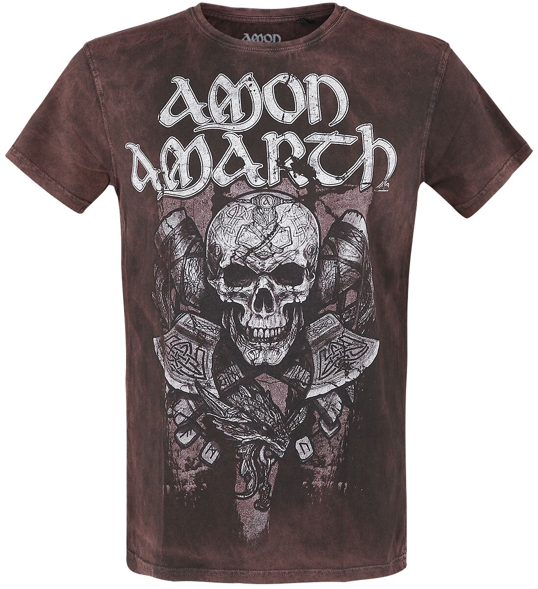 Amon Amarth T-Shirt - Carved Skull - S to L - for Men - brown - 100% cotton T-Shirts Band Merchandise