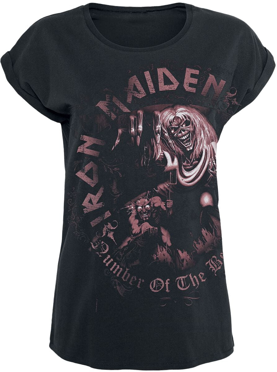 Iron Maiden T-Shirt - Number Of The Beast - S to XXL - for Women - black-used look - 100% cotton T-Shirts Band Merchandise