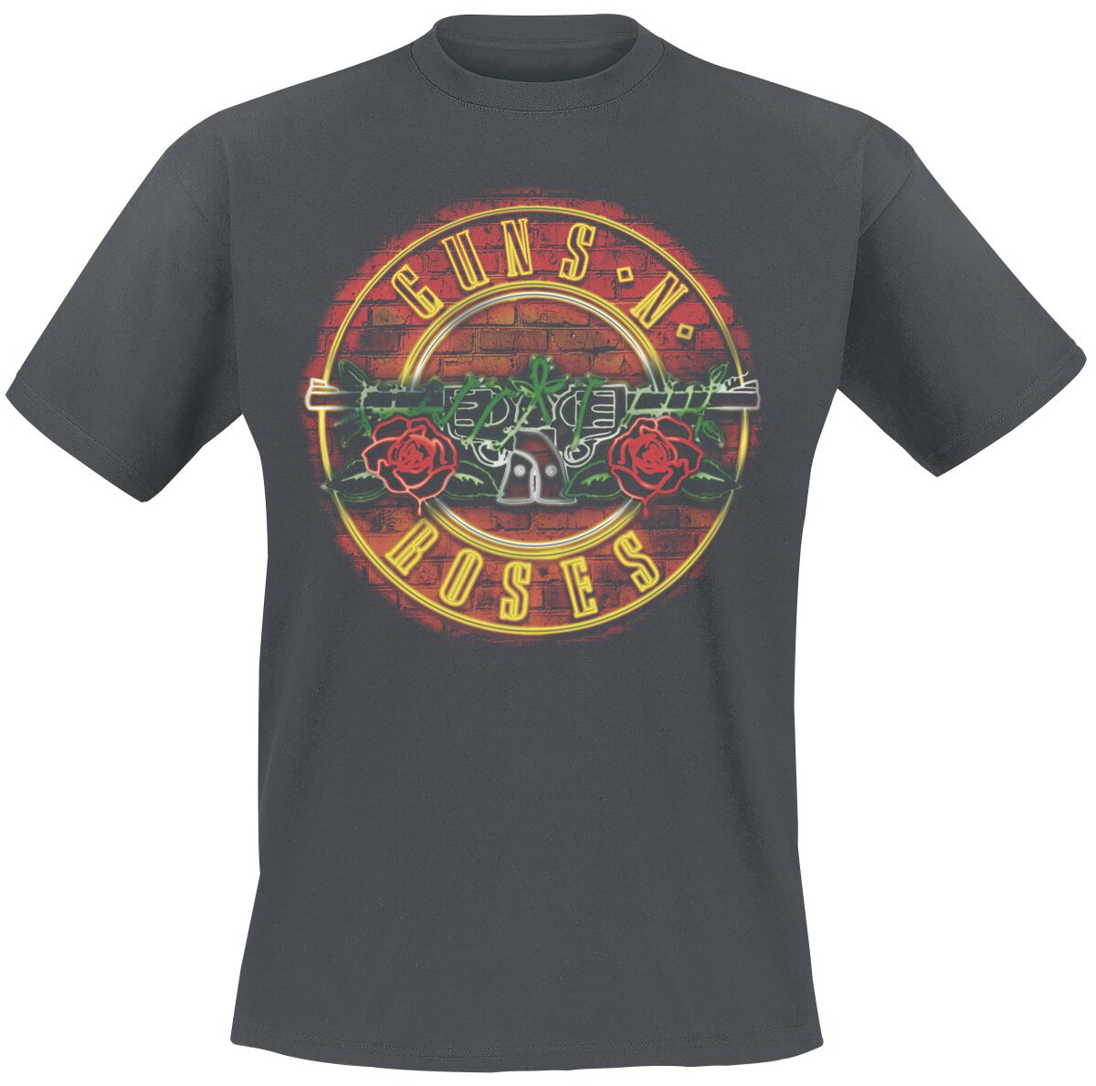 Guns N' Roses T-Shirt - Amplified Collection - Neon Sign - L to XL - for Men - charcoal - 100% cotton T-Shirts Band Merchandise