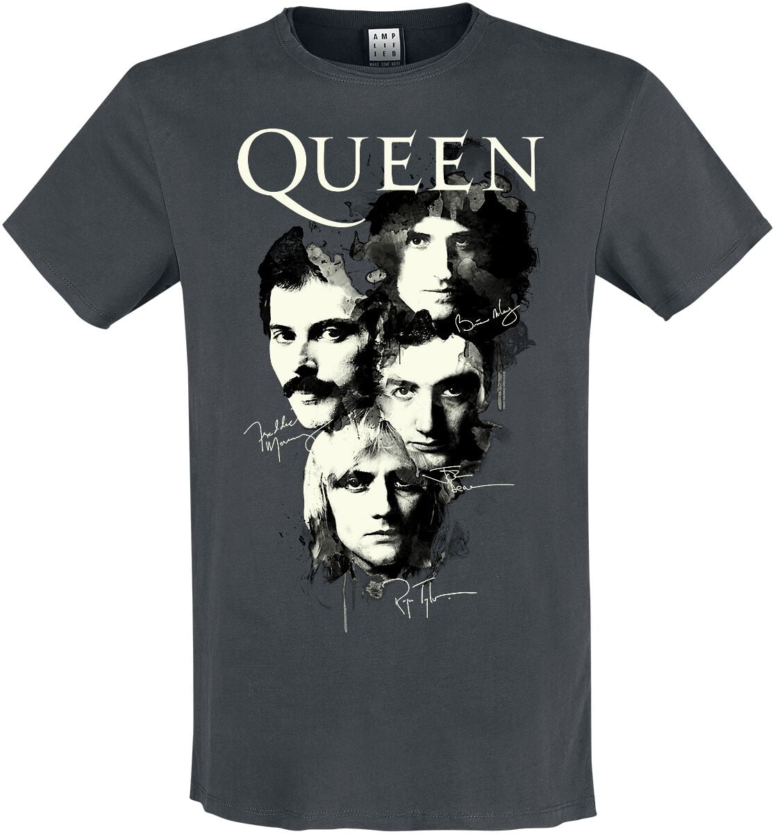 Queen T-Shirt - Amplified Collection - Autographs - S to 3XL - for Men - charcoal - 100% cotton T-Shirts Band Merchandise