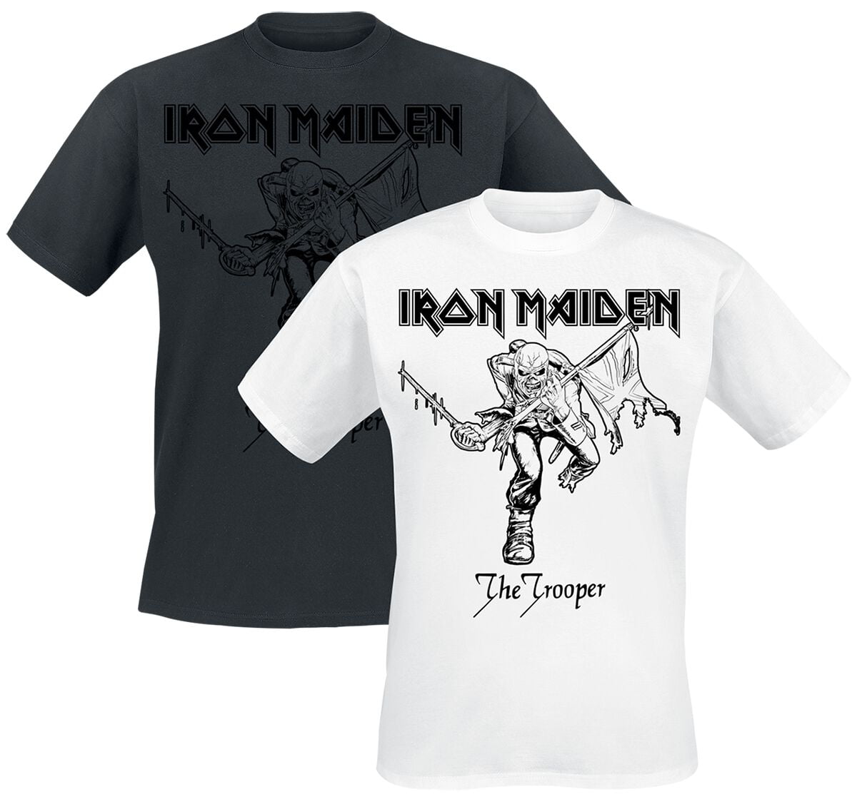 Iron Maiden T-Shirt - Trooper - Doppelpack - S to XXL - for Men - black-white - 100% cotton T-Shirts Band Merchandise