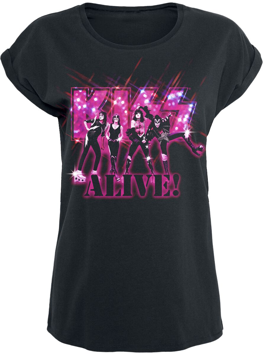 Kiss T-Shirt - Alive Pink Glitter - S to XXL - for Women - black - 100% cotton T-Shirts Band Merchandise