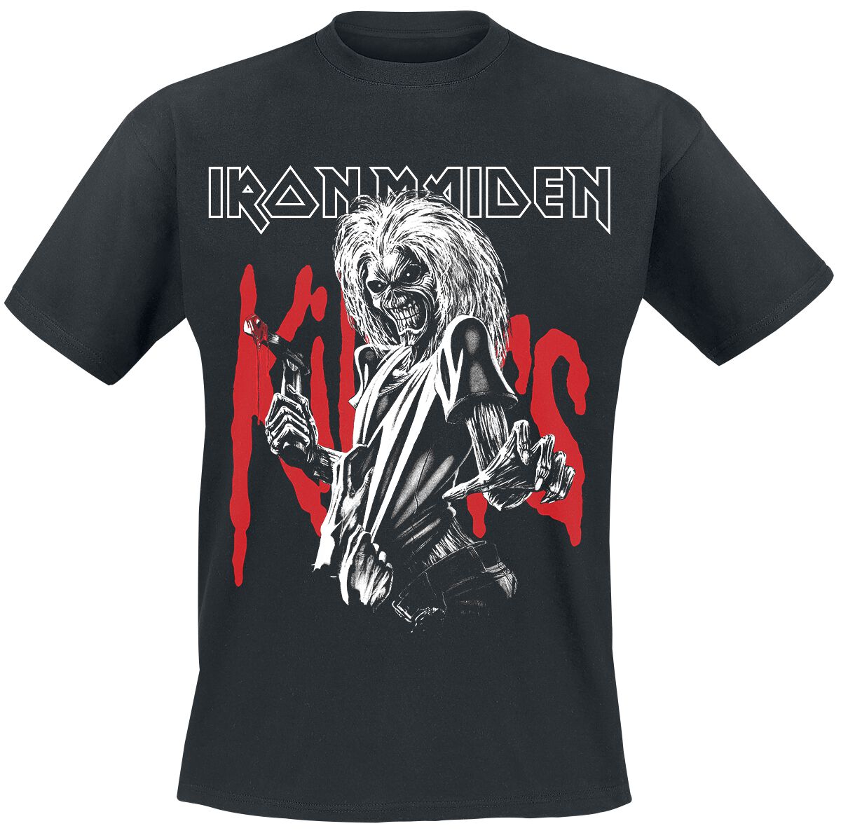 Iron Maiden T-Shirt - Killers Eddie Large Graphic - S to 3XL - for Men - black - 100% cotton T-Shirts Band Merchandise