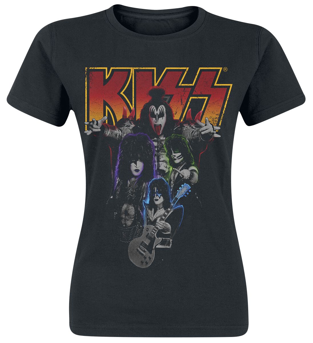 Kiss T-Shirt - Band-Photo - L to XXL - for Women - black - 100% cotton T-Shirts Band Merchandise