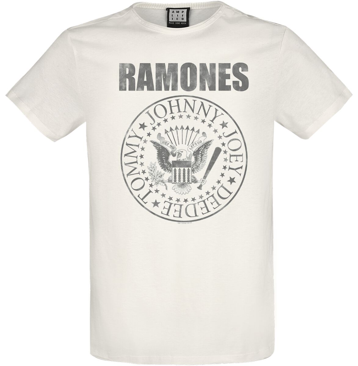 Ramones T-Shirt - Amplified Collection - Vintage Shield - S to 3XL - for Men - white - 100% cotton T-Shirts Band Merchandise