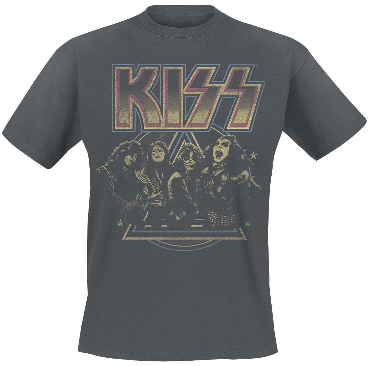 Kiss T-Shirt - Vintage Pyramid - S to XXL - for Men - charcoal - 100% cotton T-Shirts Band Merchandise