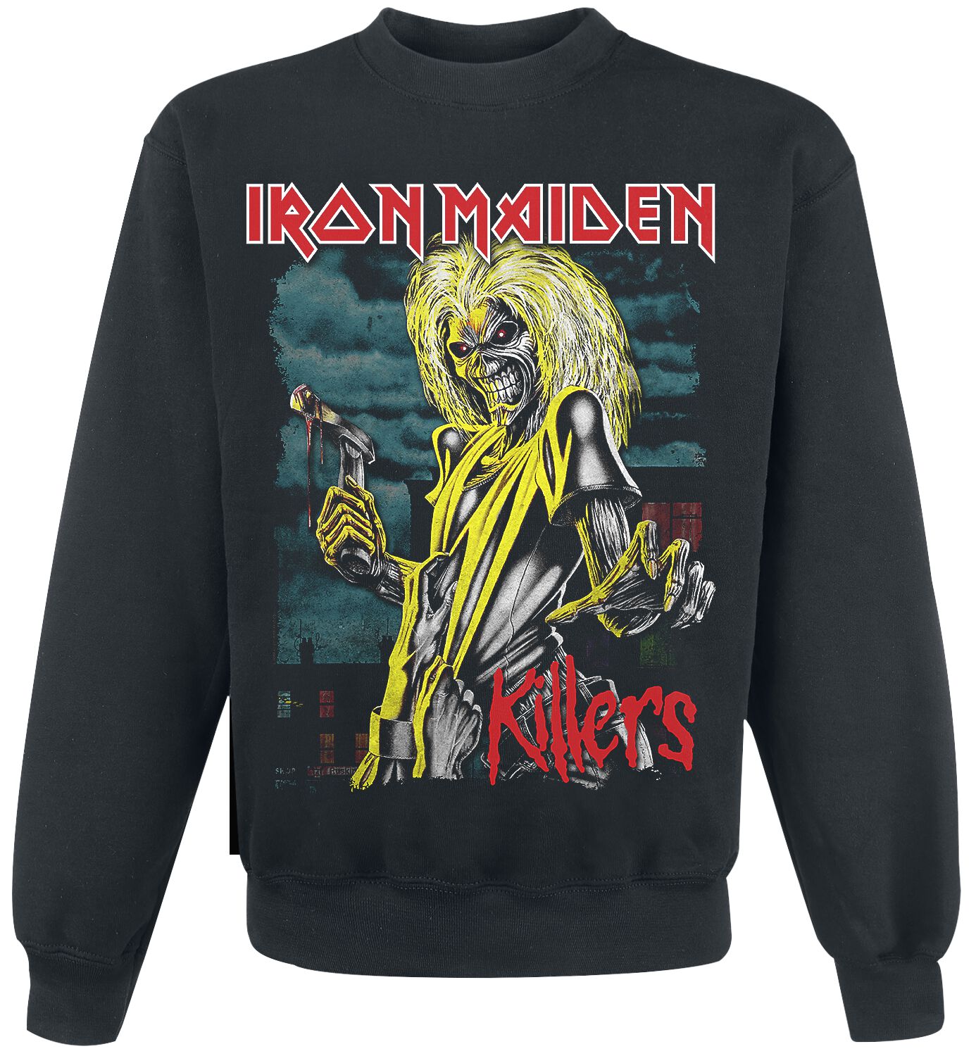 Iron Maiden Sweatshirt - Killers Green Clouds - S to XXL - for Men - black - 50% cotton, 50% polyester Sweat Shirts Band Merchandise