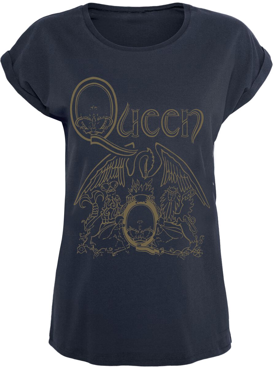 Queen T-Shirt - Crest - S to XL - for Women - navy - 100% cotton T-Shirts Band Merchandise