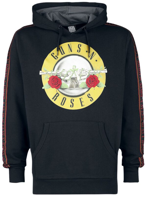 Guns N' Roses Hooded sweater - Amplified Collection - Mens Taped Fleece Hoodie - S to XL - for Men - black - 60% cotton, 40% elastane Hooded sweaters & -jackets Band Merchandise