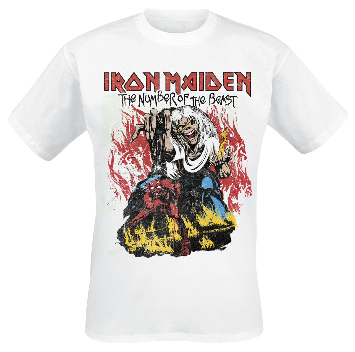 Iron Maiden T-Shirt - Stylised Dancing Flames - S to XXL - for Men - white - 100% cotton T-Shirts Band Merchandise