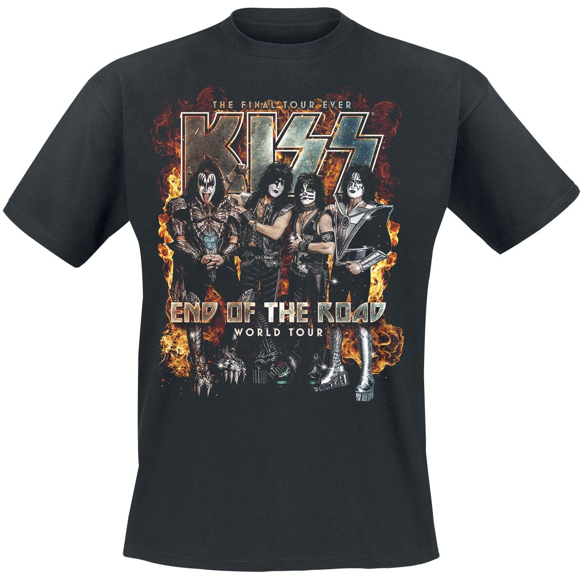 Kiss T-Shirt - EOTR World Tour Burning - M to 3XL - for Men - black - 100% cotton T-Shirts Band Merchandise