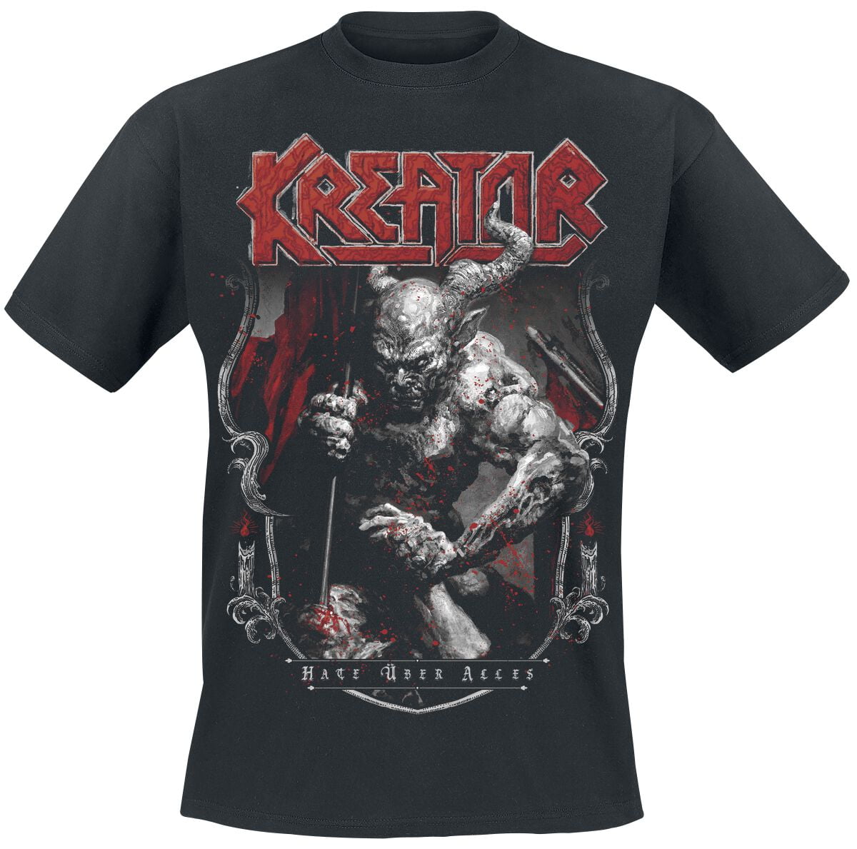 Kreator T-Shirt - Hate Über Alles Crest - S to 3XL - for Men - black - 100% cotton T-Shirts Band Merchandise