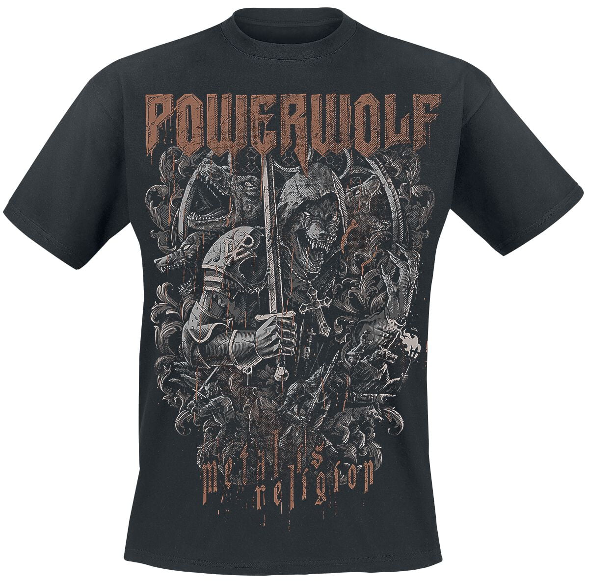 Powerwolf T-Shirt - Knights And Wolves - S to 5XL - for Men - black - 100% cotton T-Shirts Band Merchandise