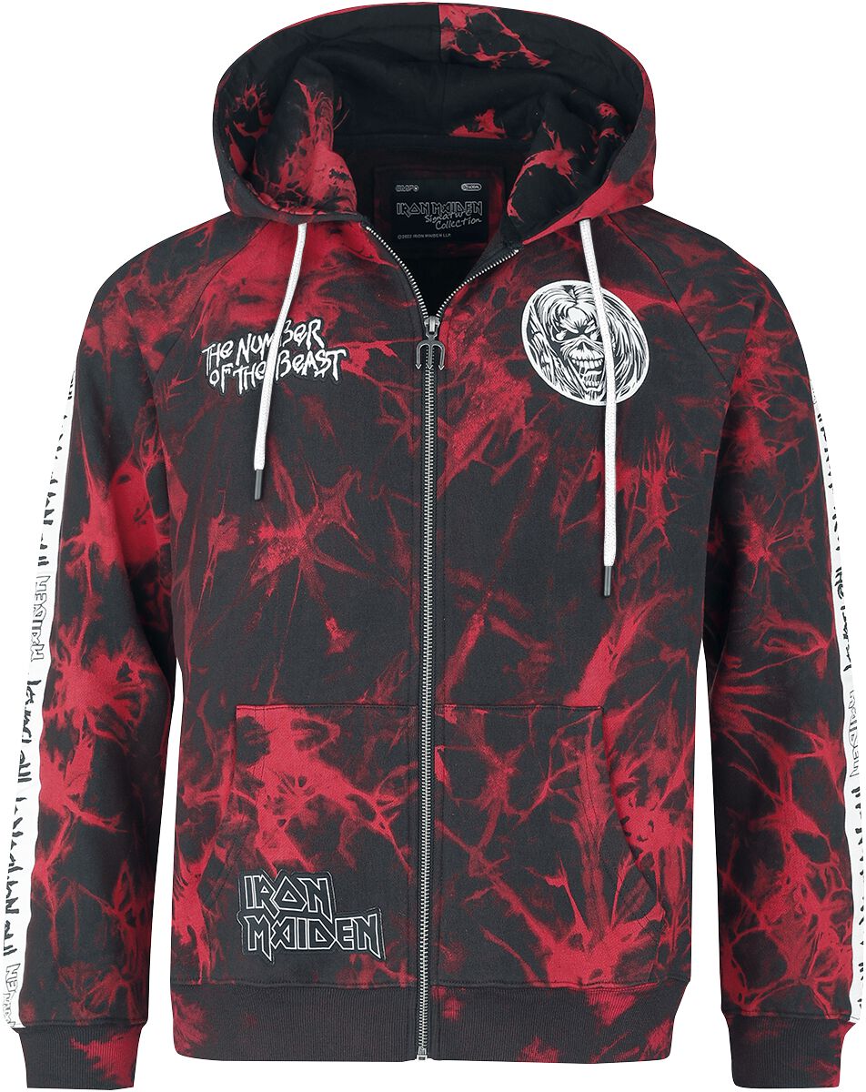 Iron Maiden Hooded zip - EMP Signature Collection - S to 3XL - for Men - black-red - 70% cotton, 30% polyester Hooded sweaters & -jackets Band Merchandise