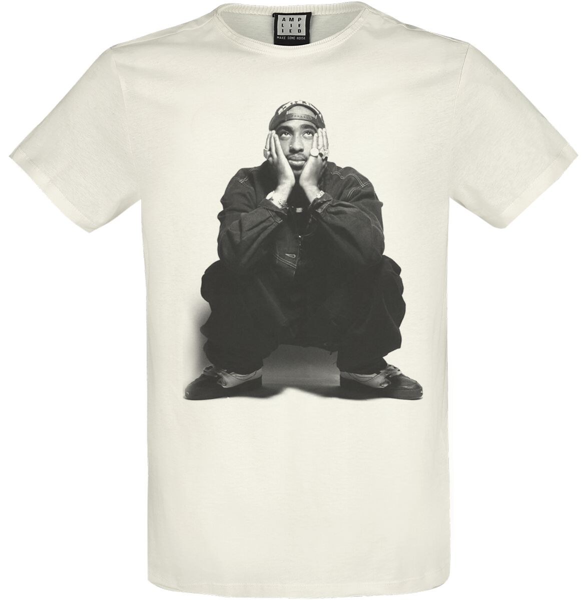 Tupac Shakur T-Shirt - Amplified Collection - Contemplation - S to XXL - for Men - off white - 100% cotton T-Shirts Band Merchandise