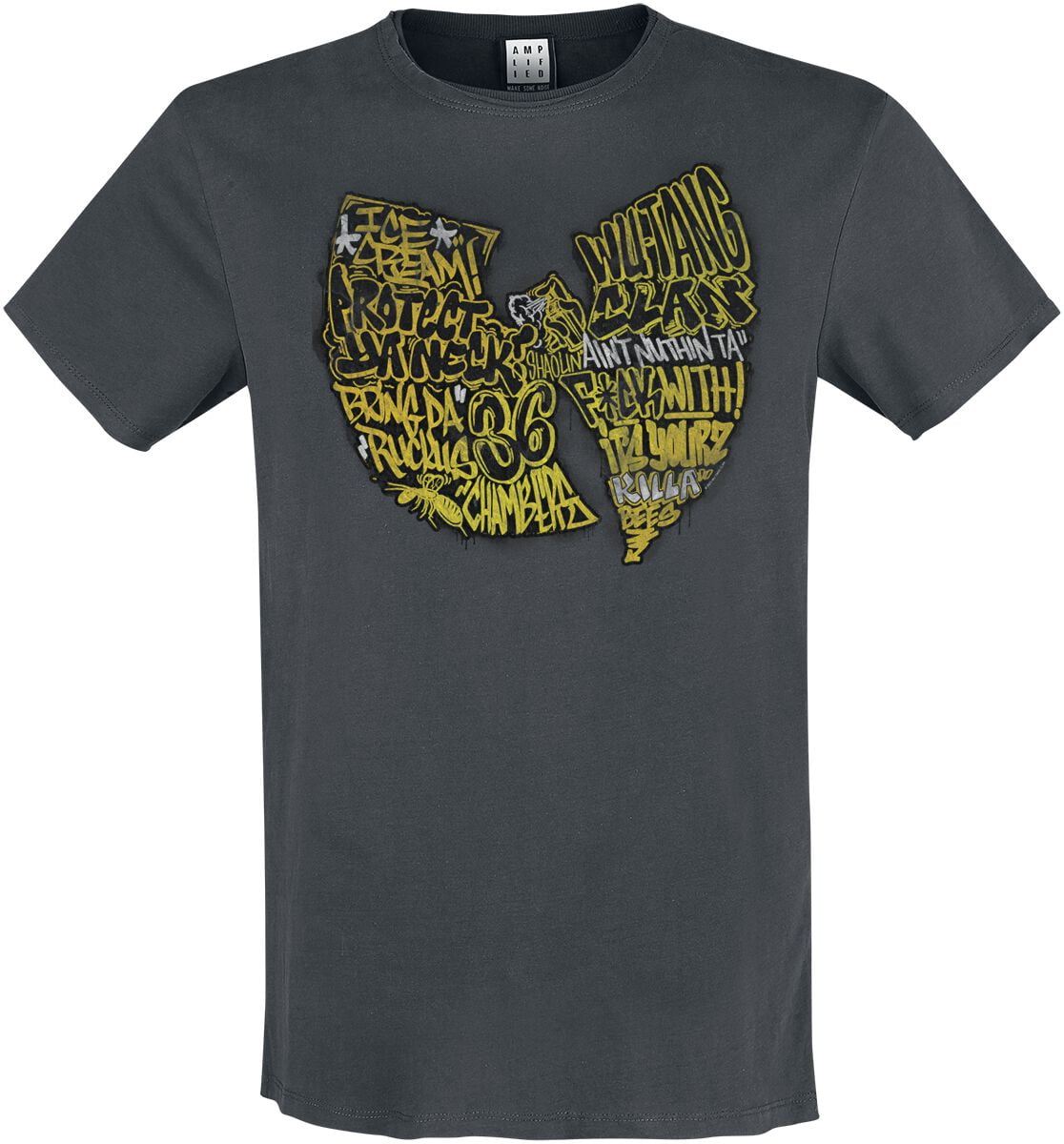 Wu-Tang Clan T-Shirt - Amplified Collection - Graffiti Logo - S to 3XL - for Men - charcoal - 100% cotton T-Shirts Band Merchandise