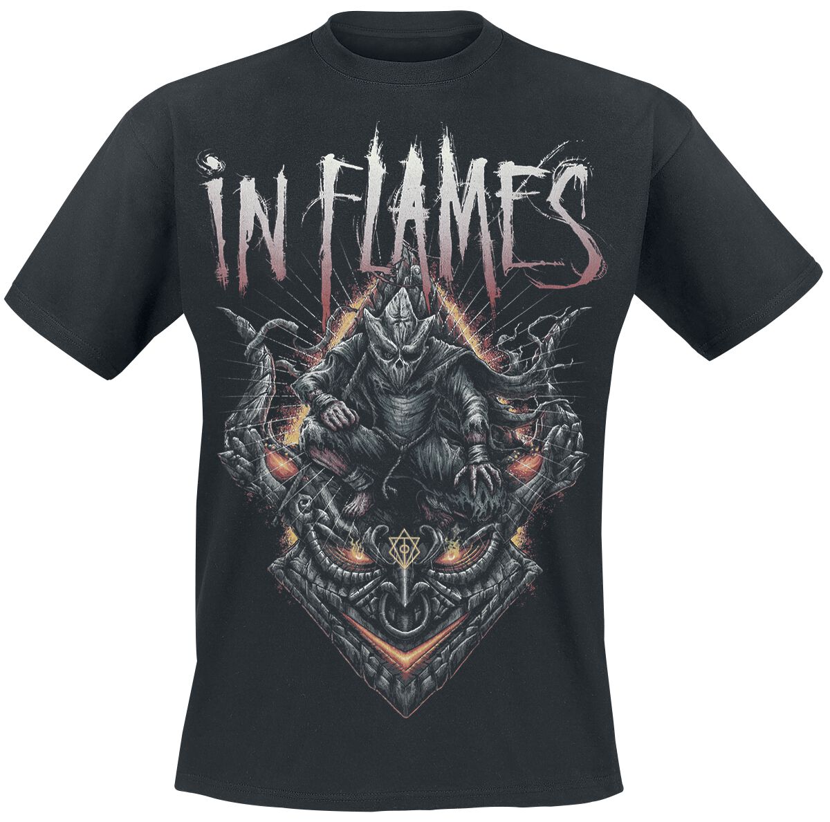 In Flames T-Shirt - Temple Mask - S to 3XL - for Men - black - 100% cotton T-Shirts Band Merchandise