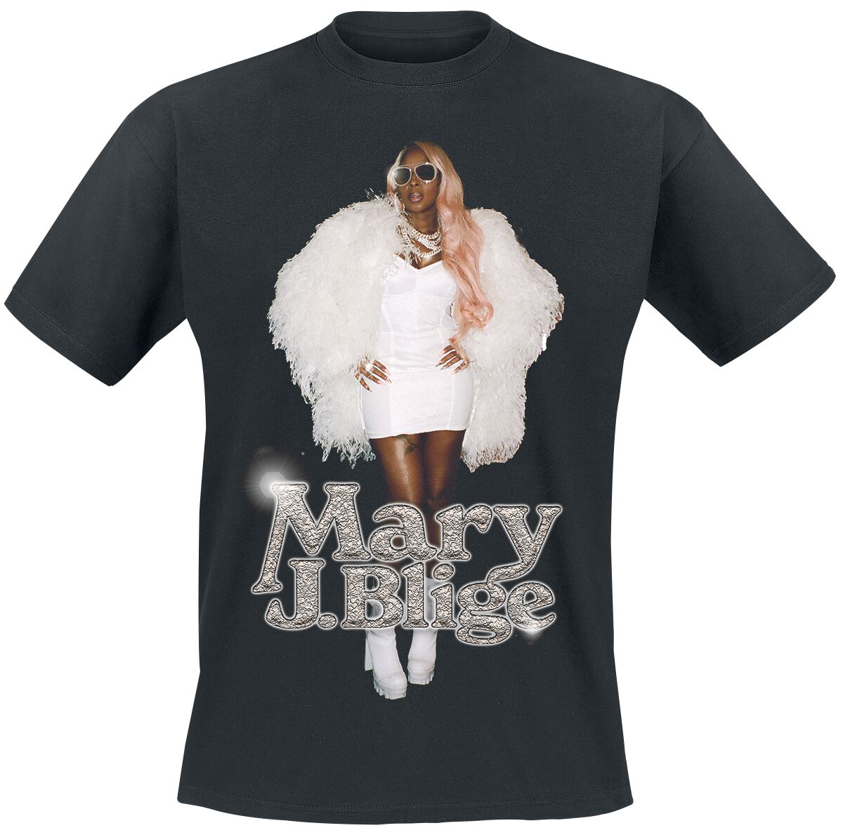 Mary J. Blige T-Shirt - Photo Glossy - S to 3XL - for Men - black - 100% cotton T-Shirts Band Merchandise