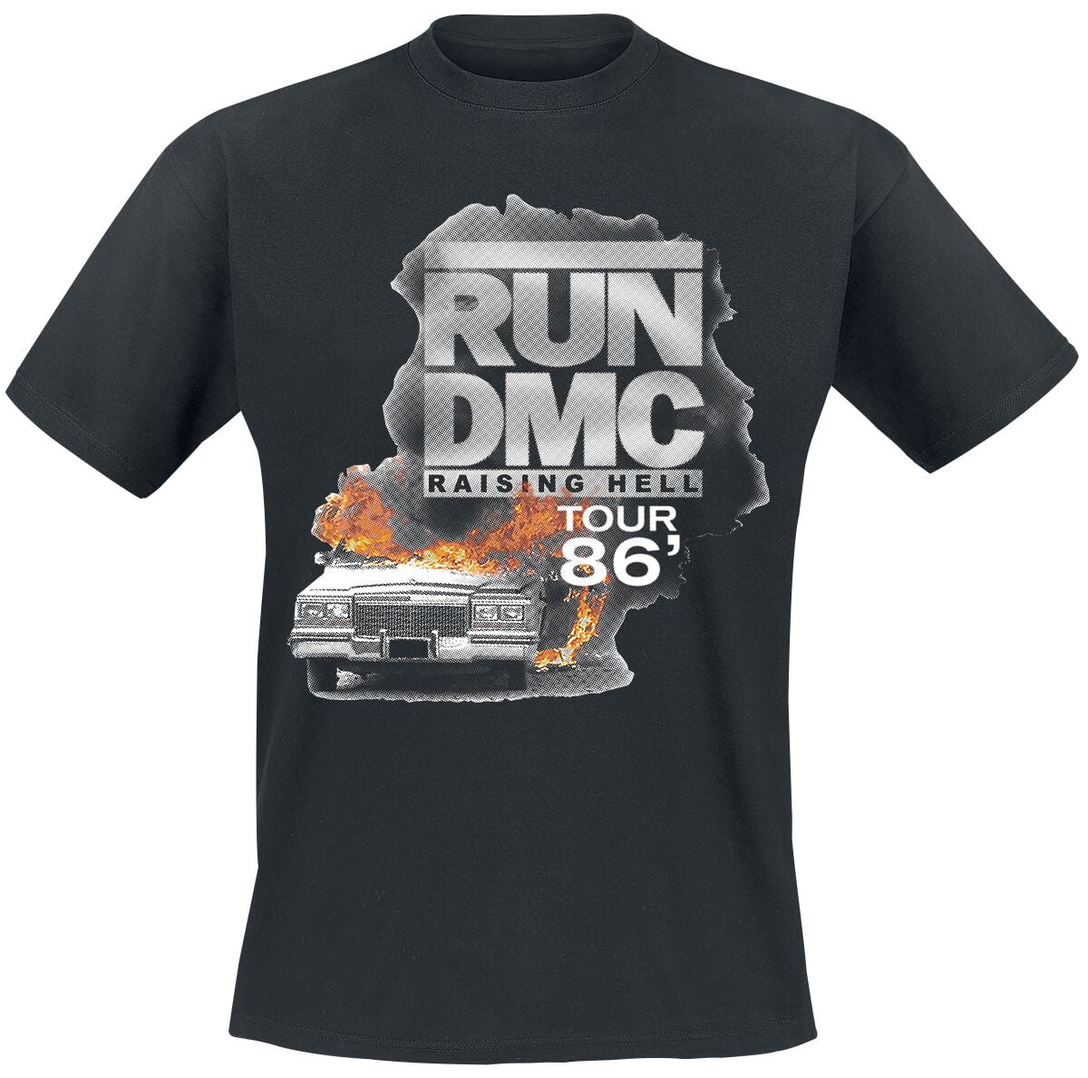 Run DMC T-Shirt - Burning Cadillac Tour 86 - S to XL - for Men - black - 100% cotton T-Shirts Band Merchandise