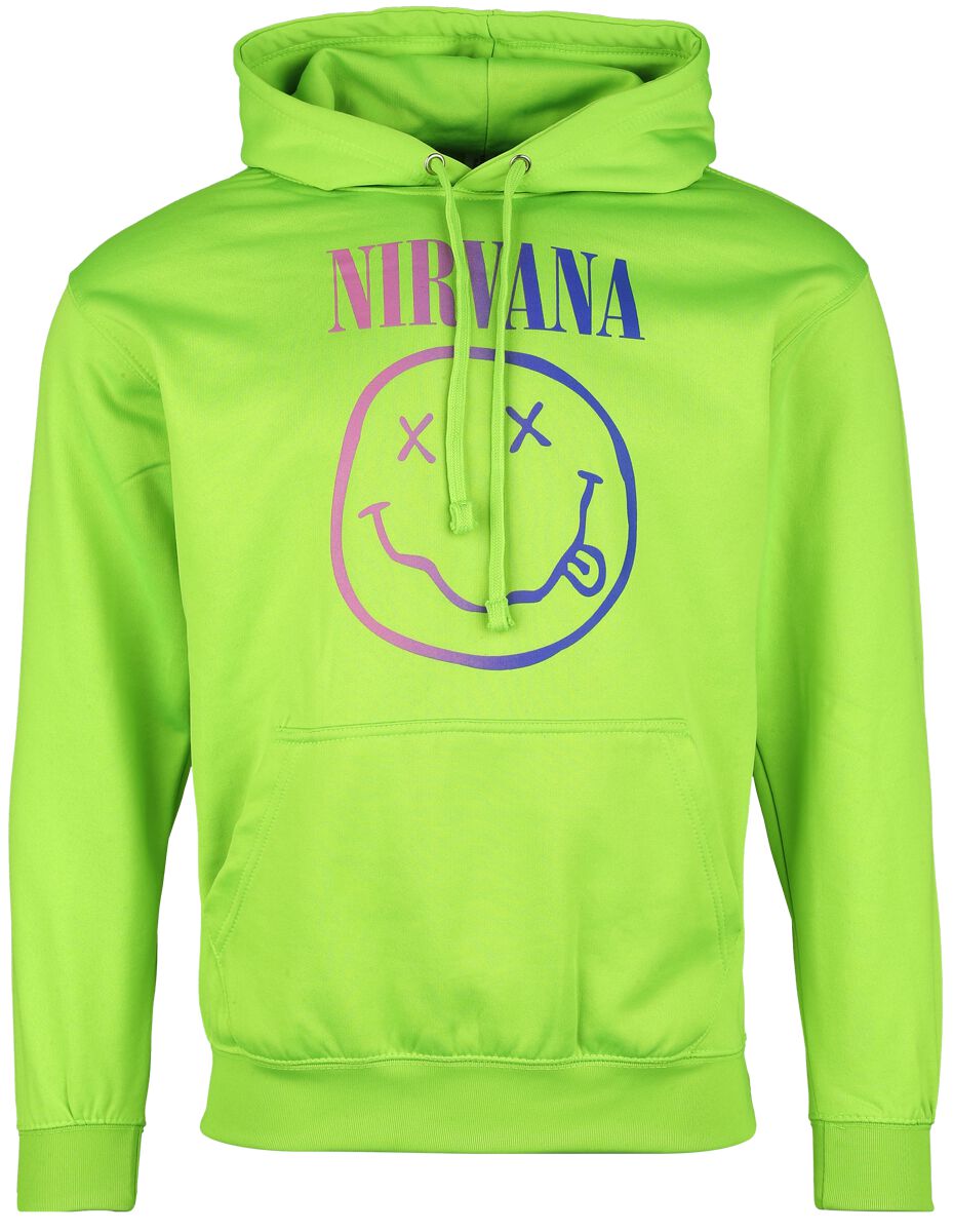 Nirvana Hooded sweater - Rainbow Logo - S to L - for Men - green - 100% cotton Hooded sweaters & -jackets Band Merchandise