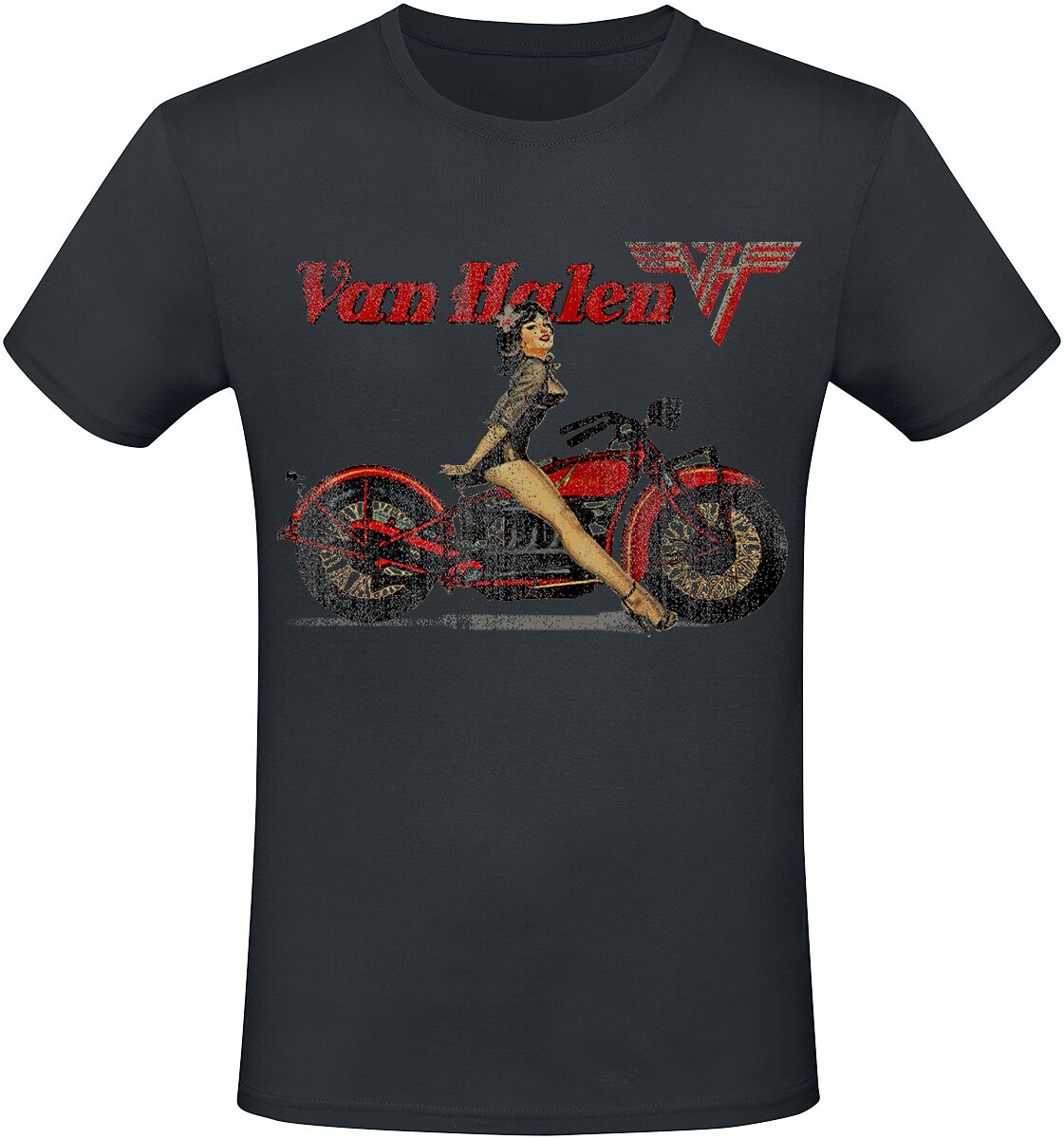 Van Halen T-Shirt - Pinup Motorcycle - S to XL - for Men - black - 100% cotton T-Shirts Band Merchandise