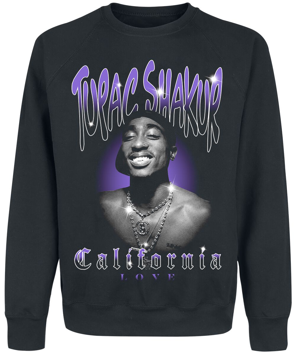 Tupac Shakur Sweatshirt - California Love Bling - L to XXL - for Men - black - 80% cotton, 20% polyester Sweat Shirts Band Merchandise