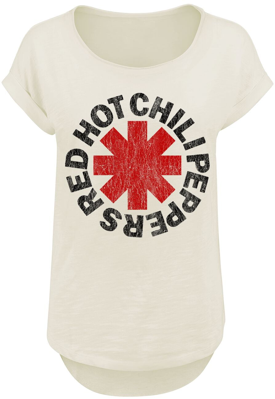 Red Hot Chili Peppers T-Shirt - Distressed Logo - S to XXL - for Women - beige - 100% cotton T-Shirts Band Merchandise